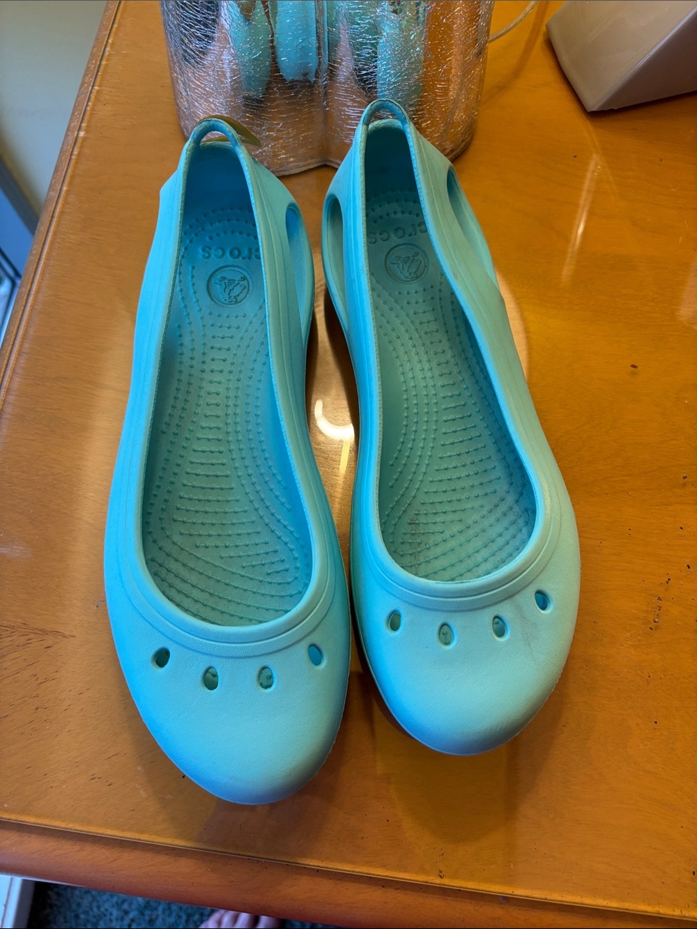 CROCS Women's Slip-On Flats in Aqua Blue